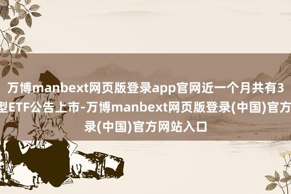 万博manbext网页版登录app官网近一个月共有30只股票型ETF公告上市-万博manbext网页版登录(中国)官方网站入口