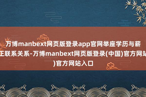 万博manbext网页版登录app官网举座学历与薪酬呈正联系关系-万博manbext网页版登录(中国)官方网站入口